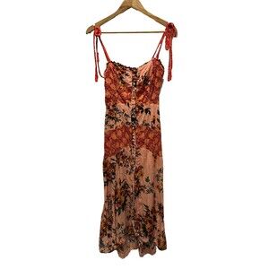 Free People Loverboy Button Front Dress 2 Floral Boho Cottage Romantic